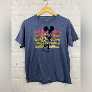 Walt Disney World Mickey Mouse T-Shirt Womens Size XL Denim Blue Short Sleeves